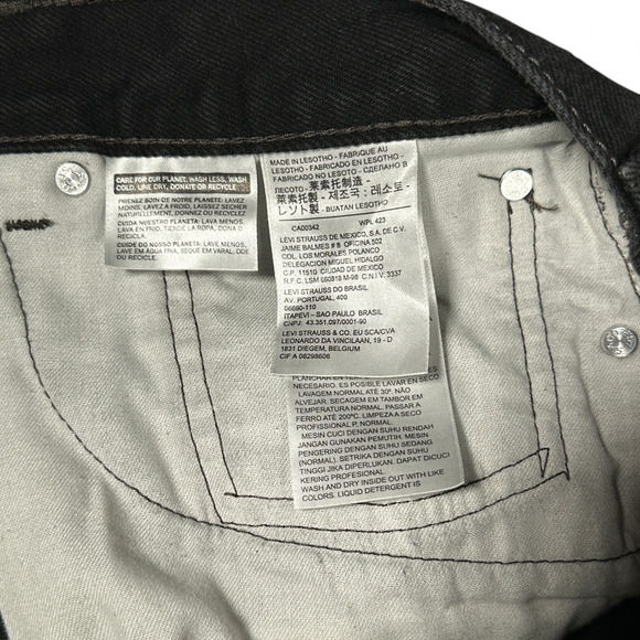 Levis Jeans Mens 36x32 Black Regular Fit Straight Leg Classic Cotton Denim - Picture 5 of 10